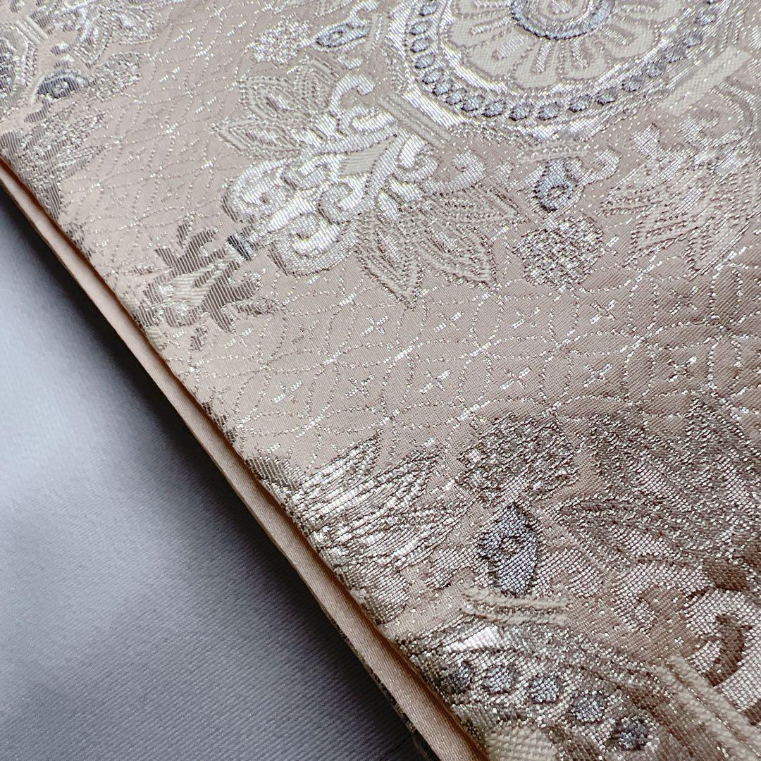 袋帯　華紋　花模様　七宝　銀糸　着物　011tz