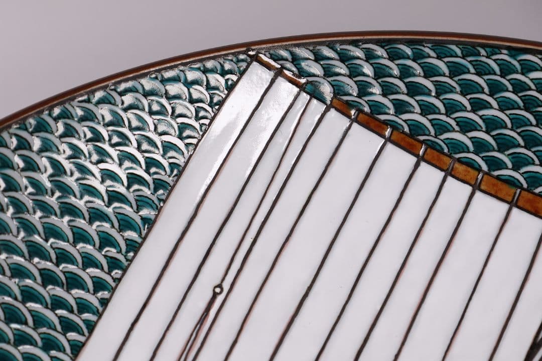 MA674】九谷焼 竹隆窯 北村隆 北前船 まとも図 飾皿 31cm 陶芸