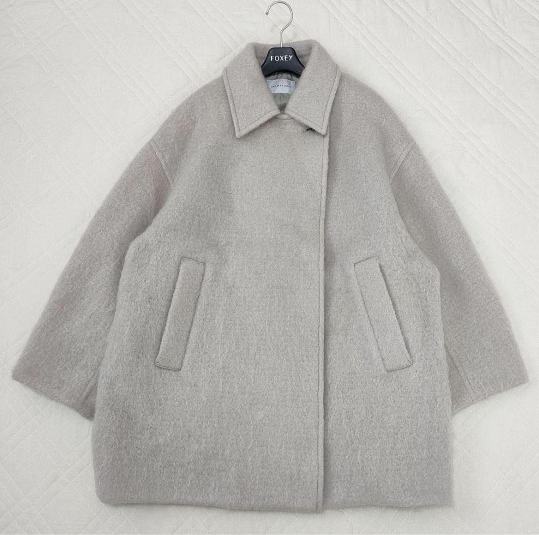 アダムエロペ　モヘアシャギーミドルコート