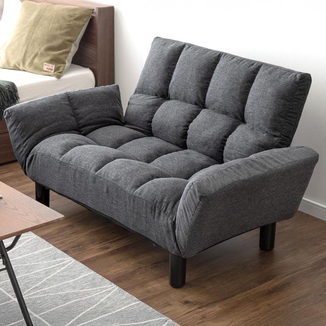 ソファー 2人掛け リクライニング ひじ掛け フロアソファ コンパクト