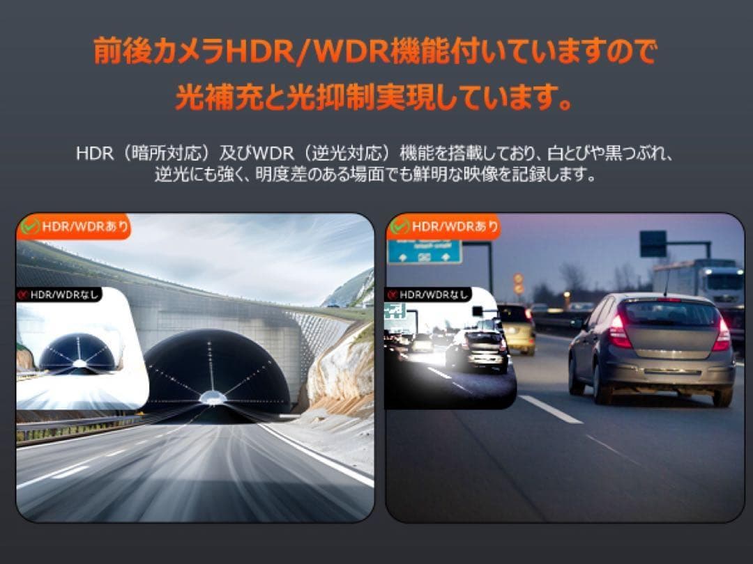 4K前後カメラ分離式ドライブレコーダー10インチミラー型GPS付き
