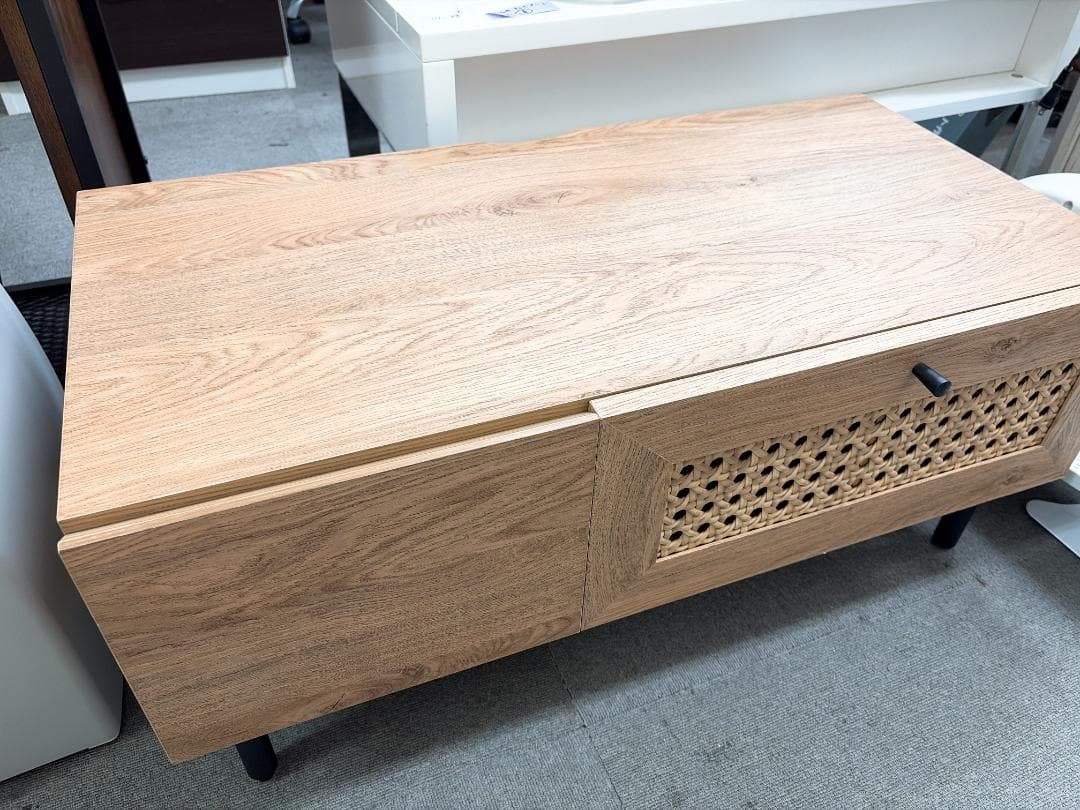 大阪京都限定 極美品 LOWYA ロウヤ ラタン調 木製テレビボード 机TV台