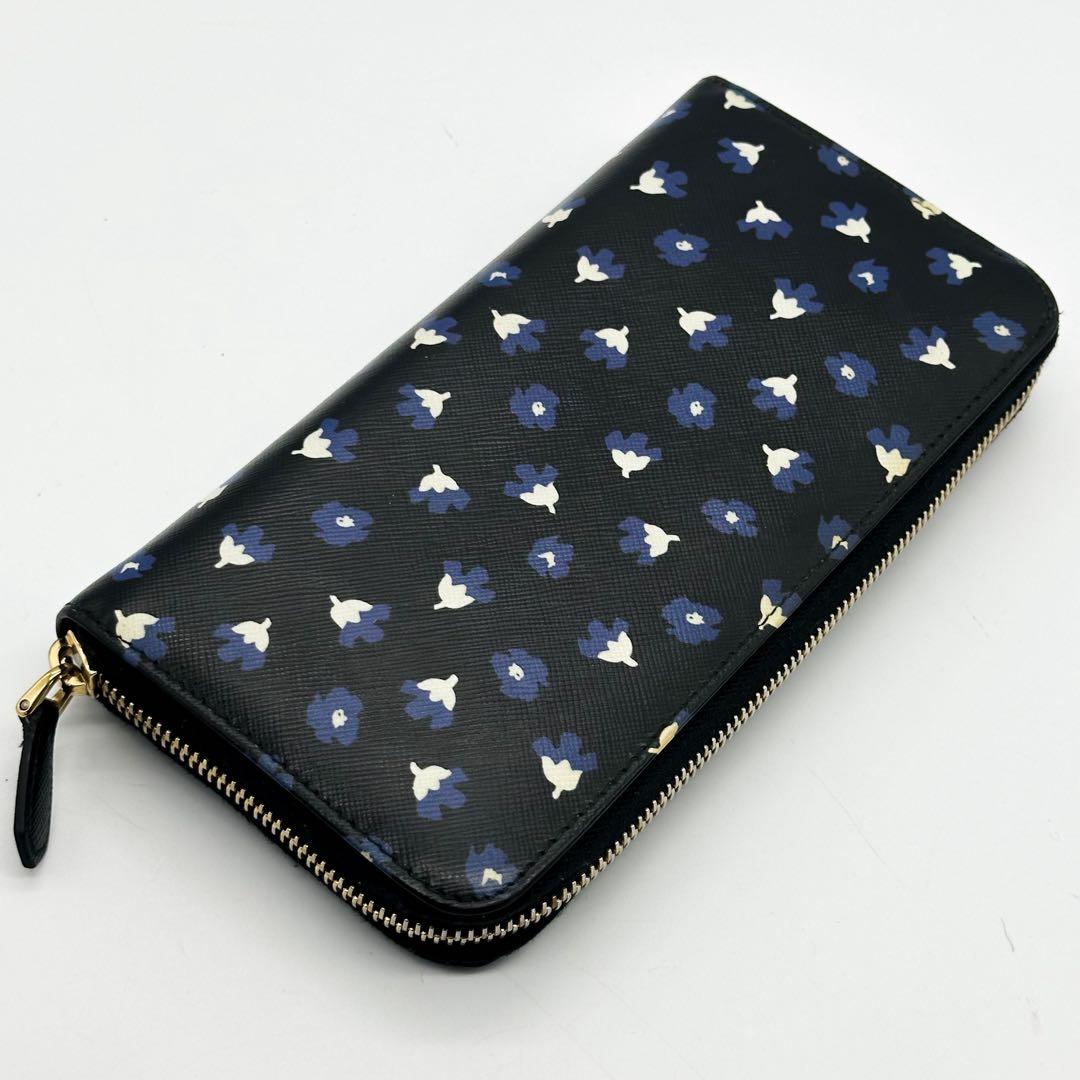 【限定品】プラダ サフィアーノ ラウンド フラワー 長財布 レザー ブラック