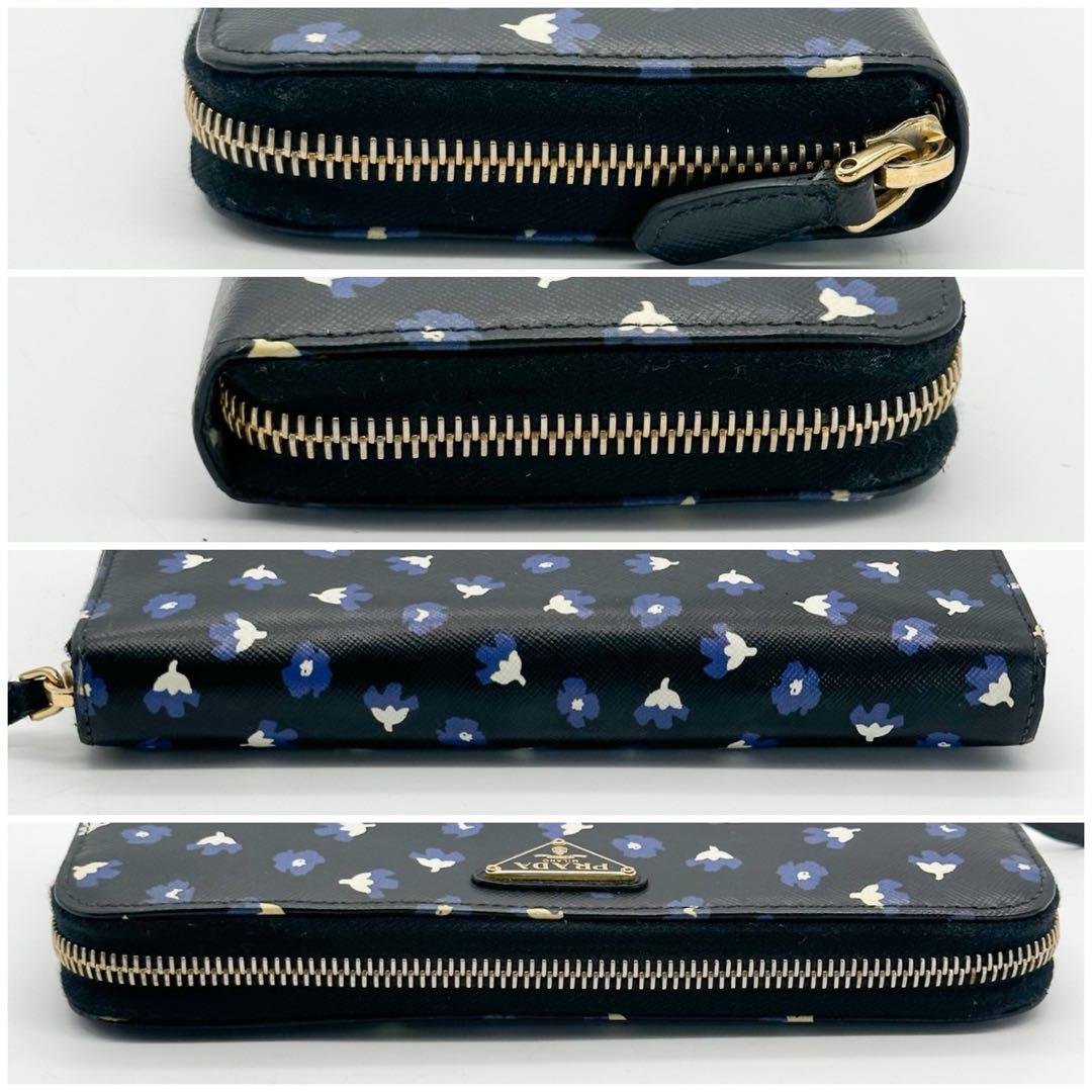 【限定品】プラダ サフィアーノ ラウンド フラワー 長財布 レザー ブラック