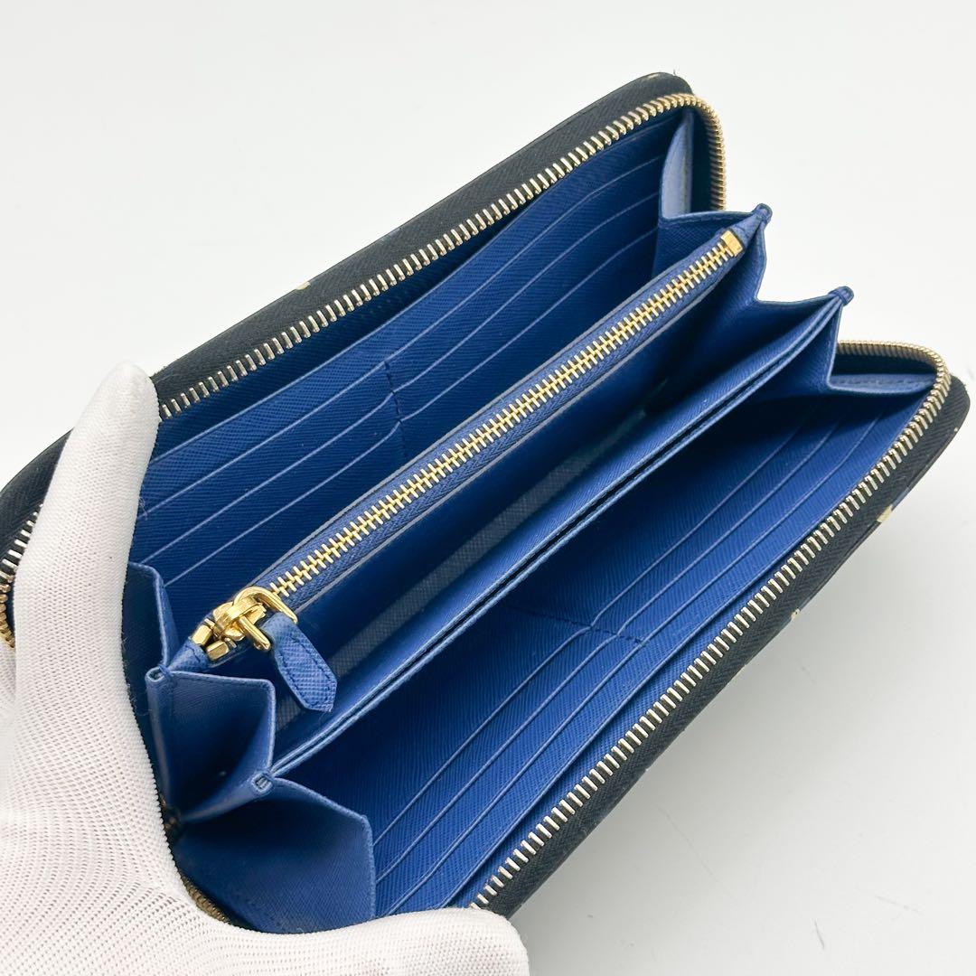 【限定品】プラダ サフィアーノ ラウンド フラワー 長財布 レザー ブラック