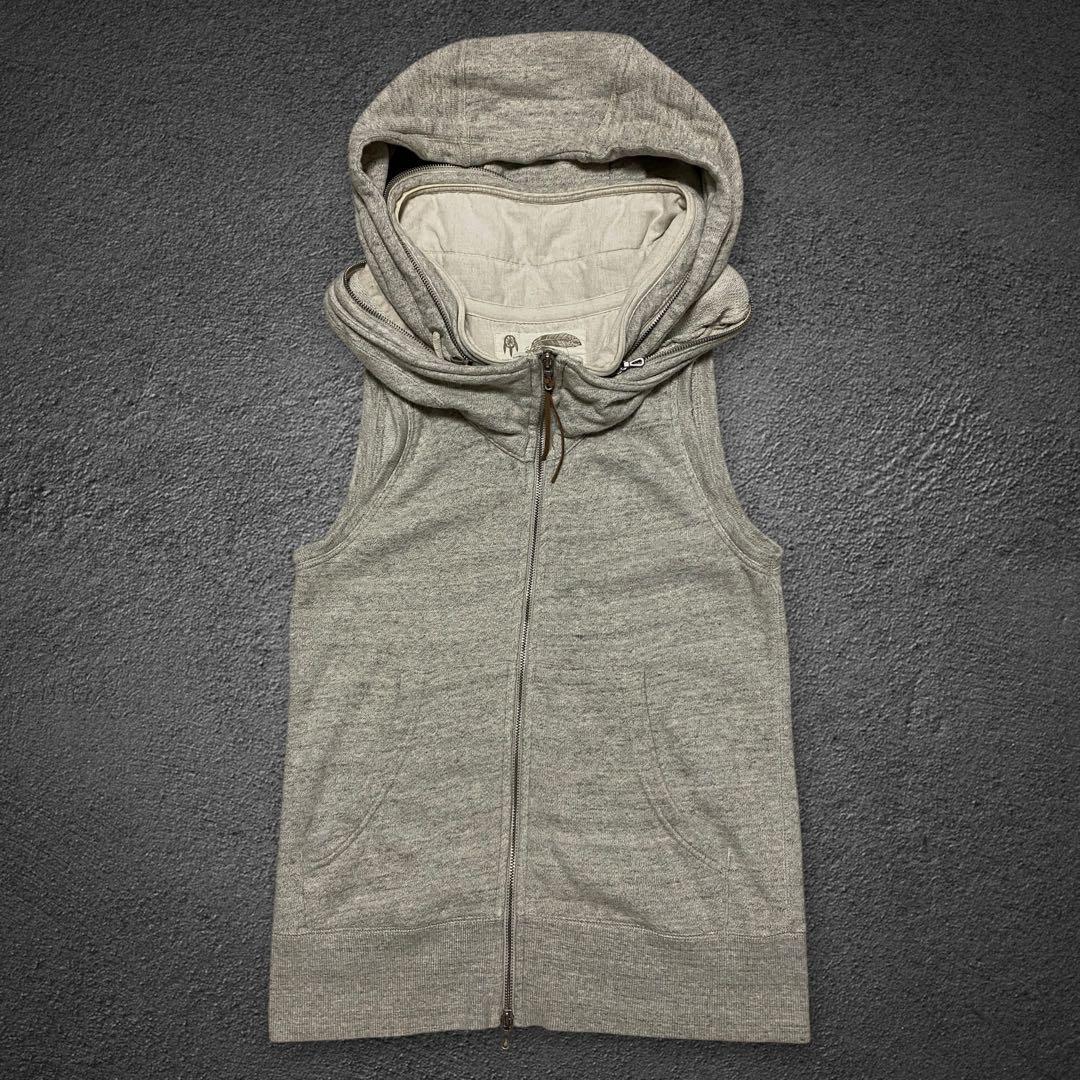 トップス goa big hooded sweat double zip up vest