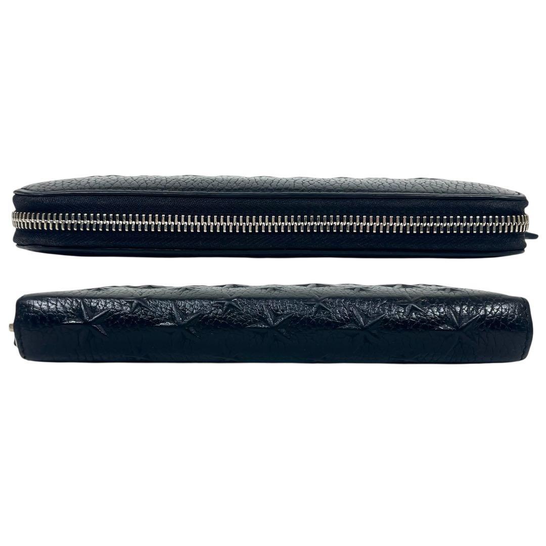 ジミーチュウ　長財布　スター　エンボス　オールブラック　ラウンドファスナー　極美