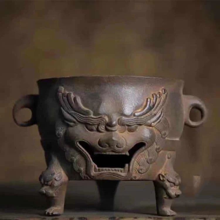 鉄器 炭ストーブ獣頭煮茶炉 虎頭炉 装飾品 工芸品 置物