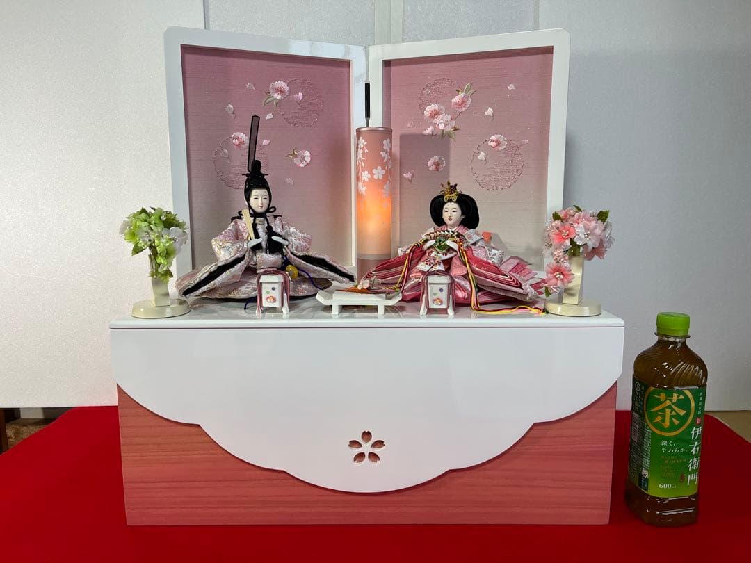 収納式親王飾り　白桜　セット