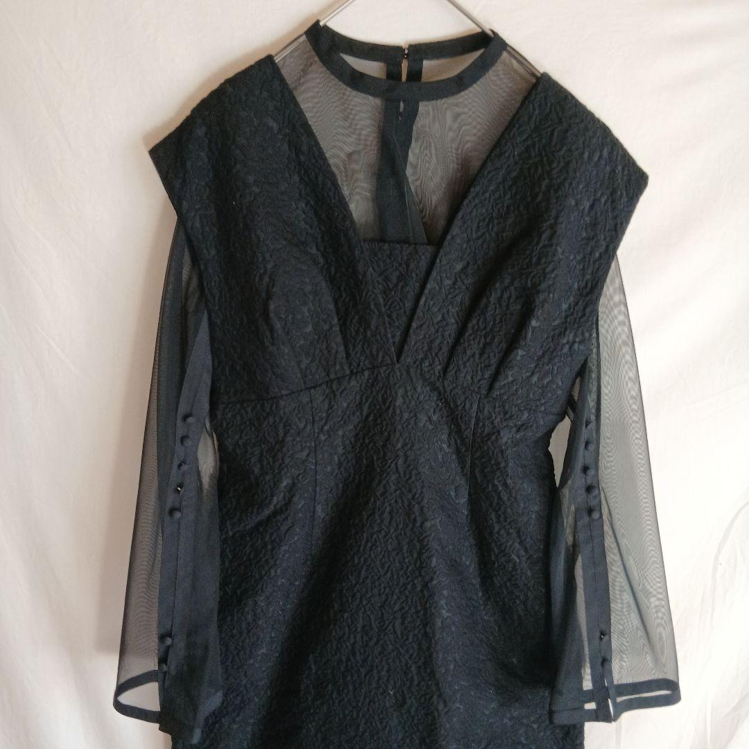 ANDRESD Vラインジャガードドレス ワンピース 結婚式 お呼ばれ