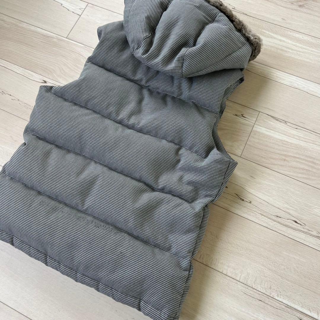 バーバリーブラックレーベル 千鳥 フード リアルファー ダウン ベスト L