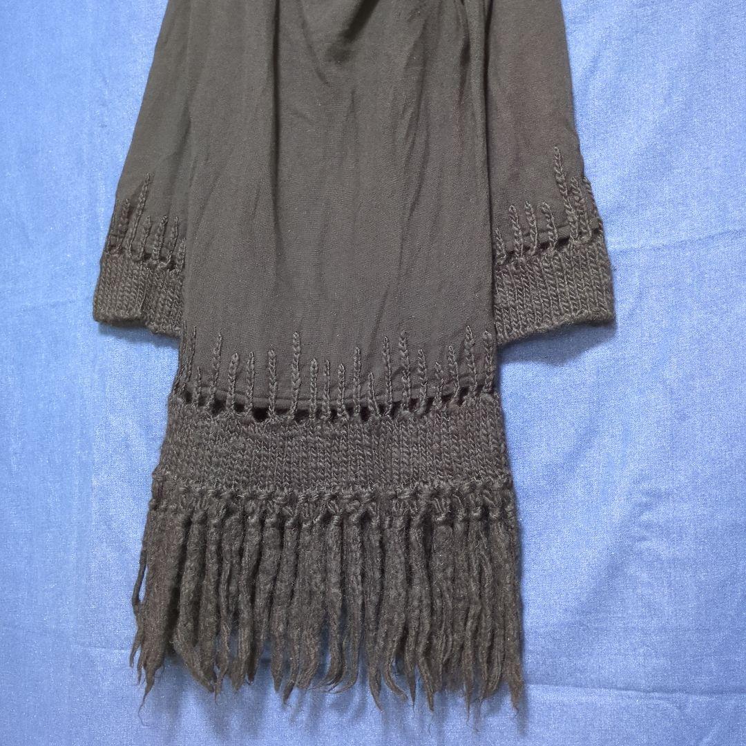 ジャンポールゴルチエ FEMME ブラック ニットワンピース ウール フリンジ