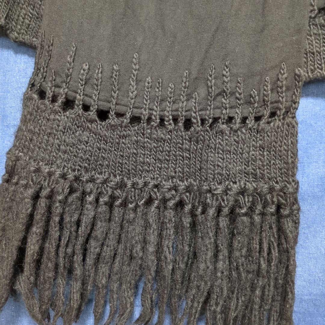 ジャンポールゴルチエ FEMME ブラック ニットワンピース ウール フリンジ