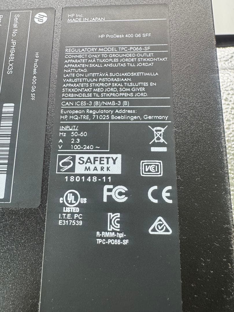 G*K様 HP ProDesk 400 G6 SFF 3台 企業買取 OS無 着