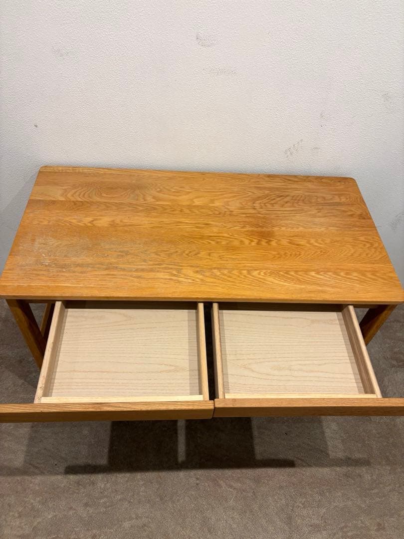 ☘️セール⭐️美品⭐️上置き棚付き⭐️廃盤希少⭐️オーク無垢材デスク 引出・足元棚付⭐️無印
