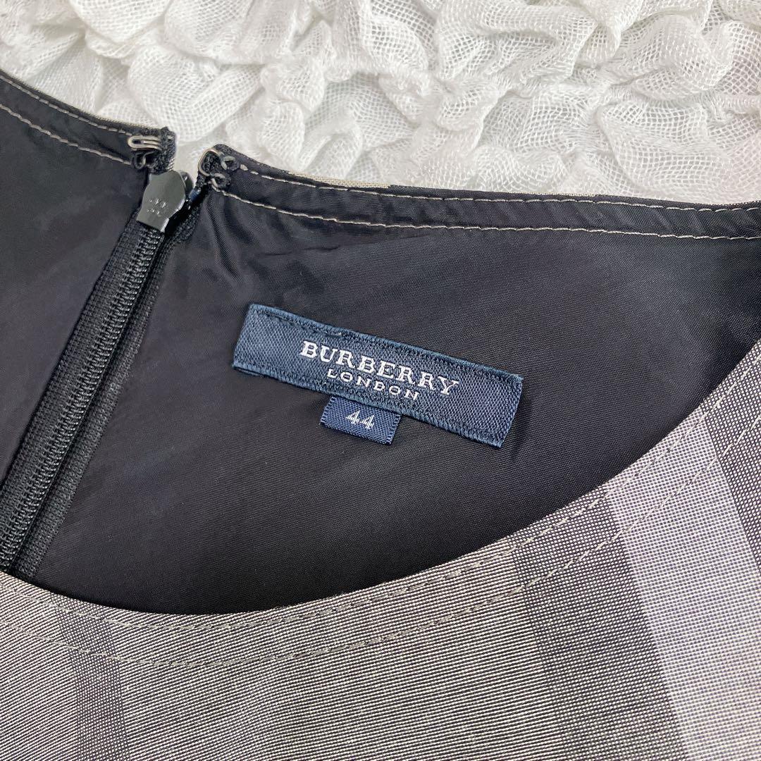 【美品】バーバリーロンドン　ノースリーブワンピース　メガチェック　ベルト　44