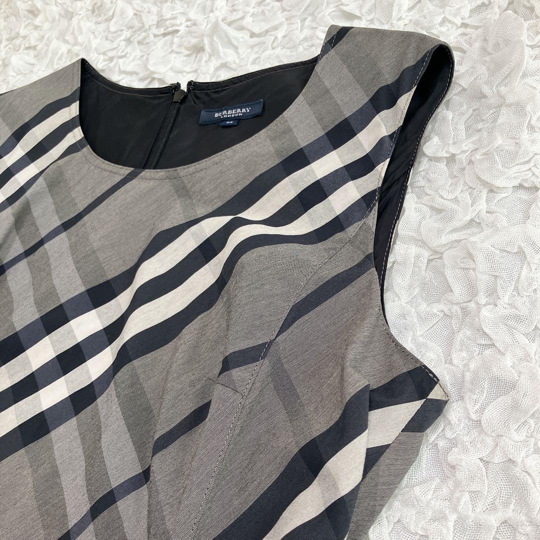 【美品】バーバリーロンドン　ノースリーブワンピース　メガチェック　ベルト　44