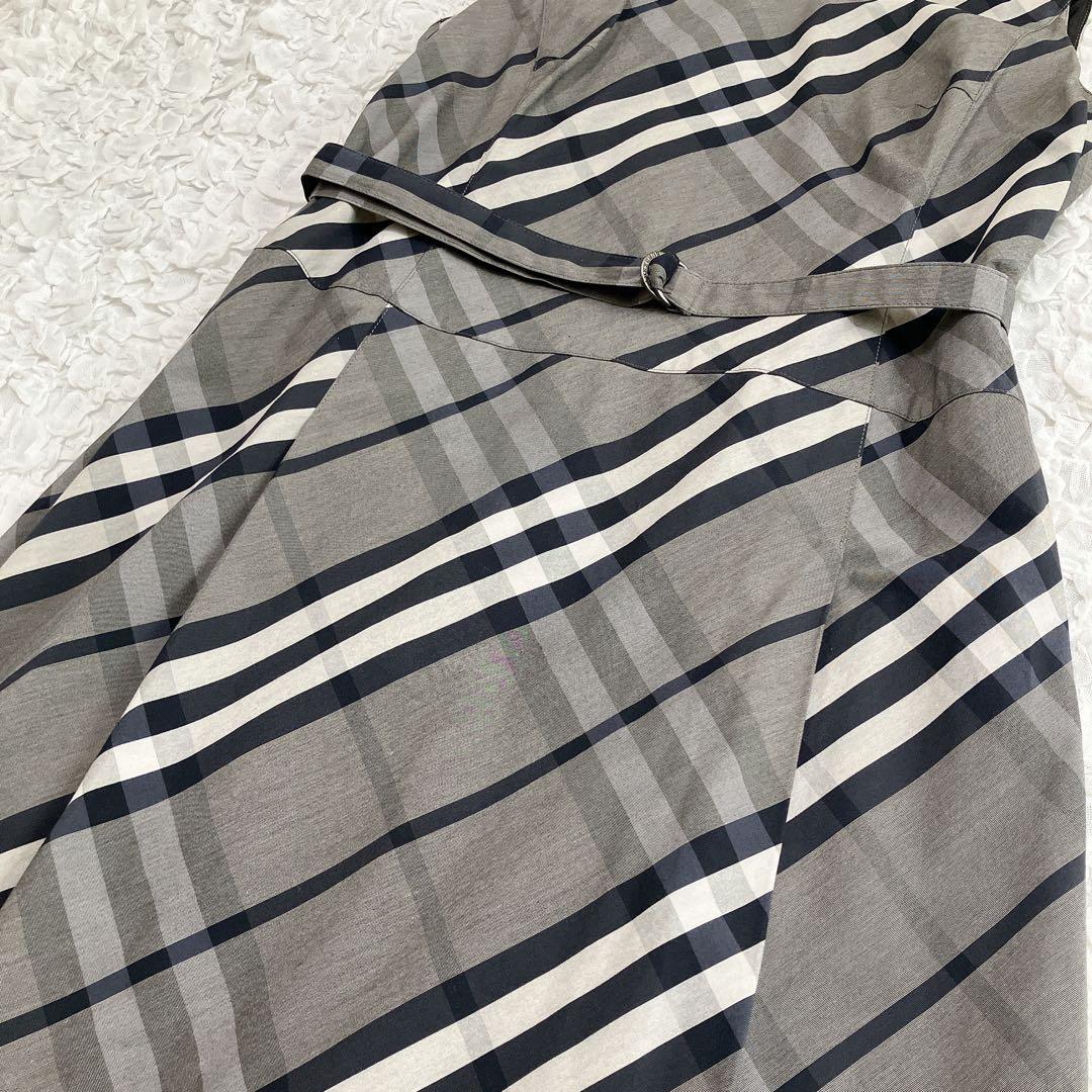 【美品】バーバリーロンドン　ノースリーブワンピース　メガチェック　ベルト　44