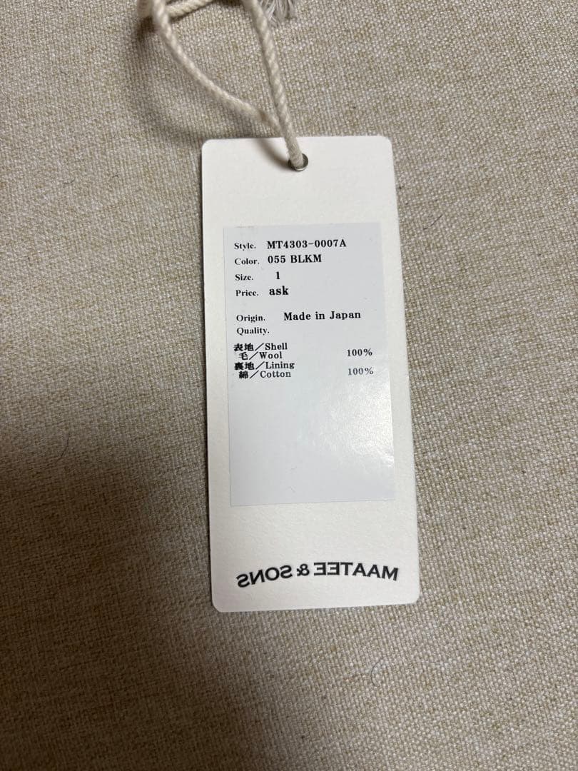 MAATEE&SONS Jacket MT4303-0007A サイズ1