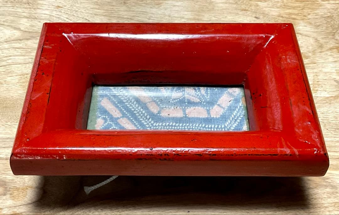 松崎融　朱漆塗　額縁　漆塗り　漆器