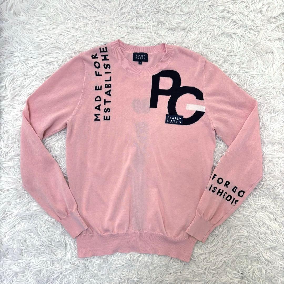 最新 パーリーゲイツ ニット ピンク ロゴ ゴルフ ウェア