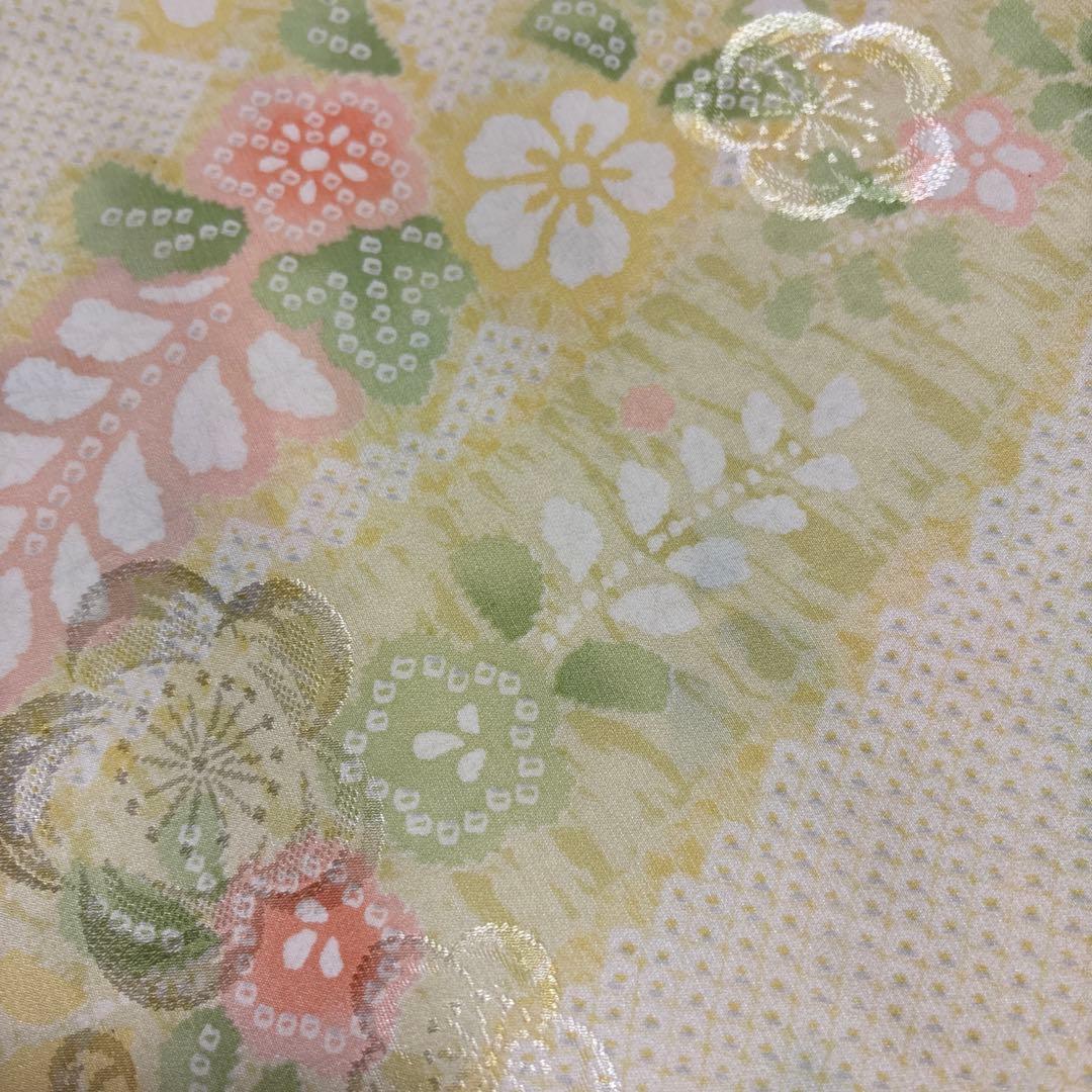 正絹長襦袢反物　京友禅　伝統工芸品 鹿子と辻ヶ花風　紋綸子　美品　長襦袢地