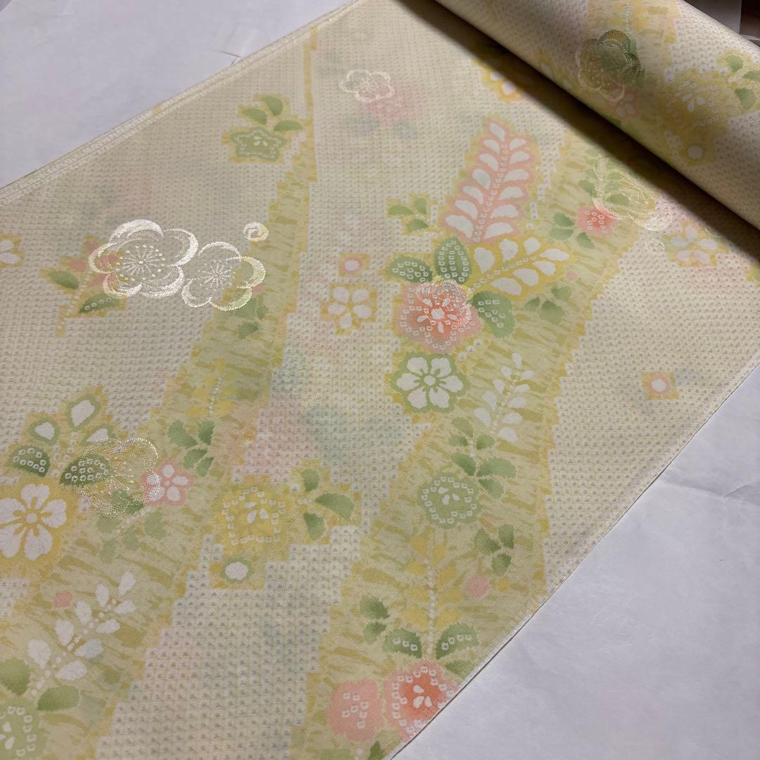 正絹長襦袢反物　京友禅　伝統工芸品 鹿子と辻ヶ花風　紋綸子　美品　長襦袢地