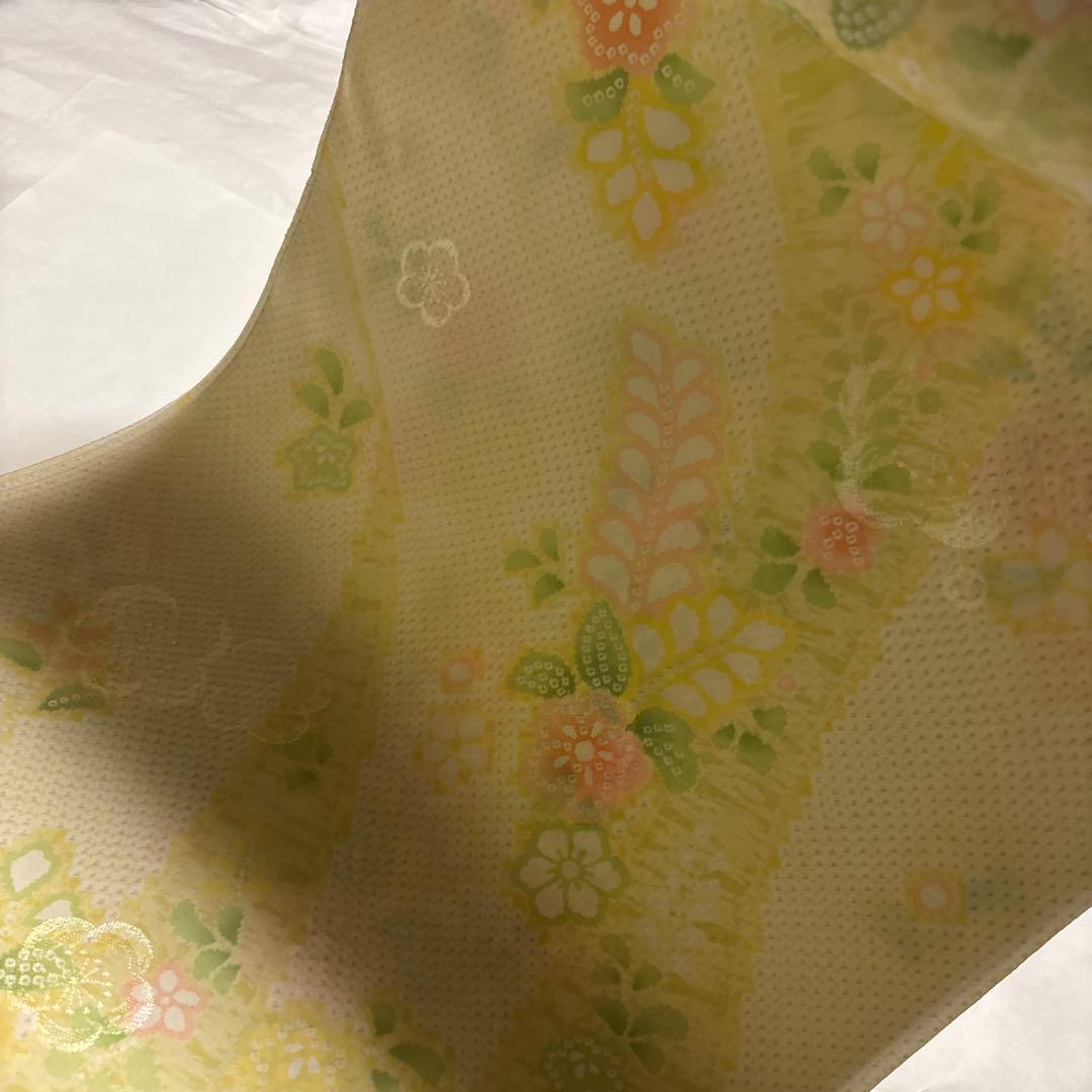 正絹長襦袢反物　京友禅　伝統工芸品 鹿子と辻ヶ花風　紋綸子　美品　長襦袢地