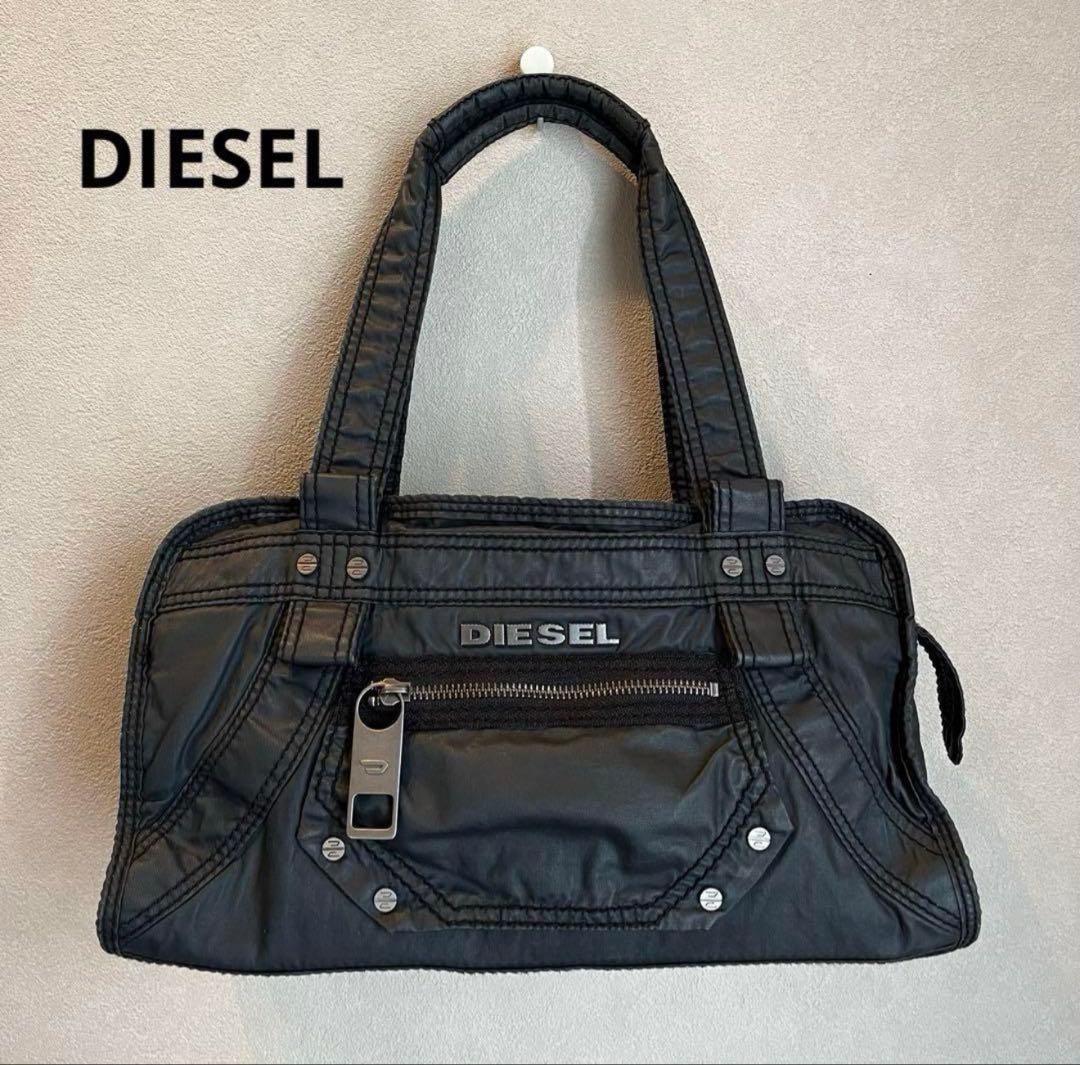 ディーゼル　アーカイブメタルロゴ　ミニボストンバッグ　y2k ハンドバッグ