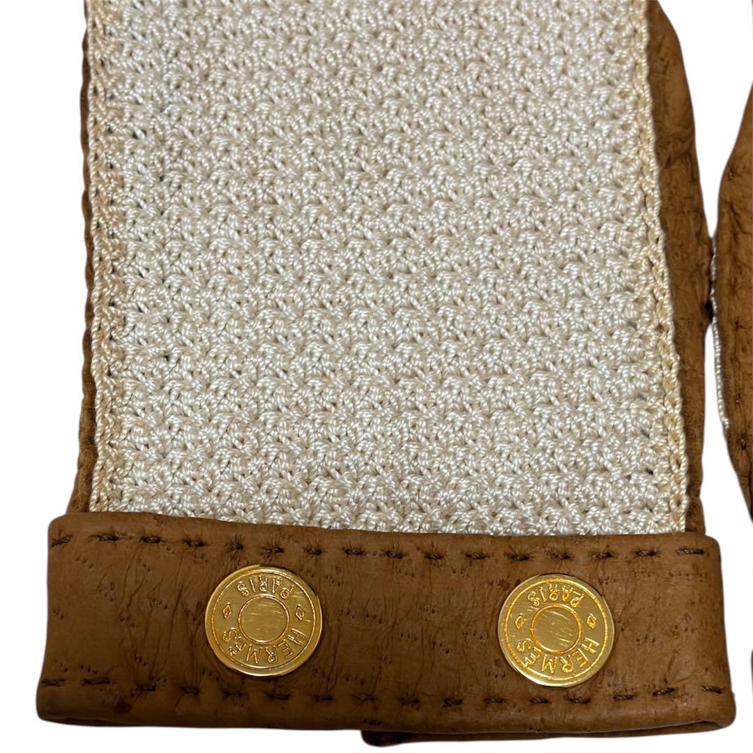 HERMES エルメス 手袋 グローブ レザー×ニット 箱あり 美品 サイズ7