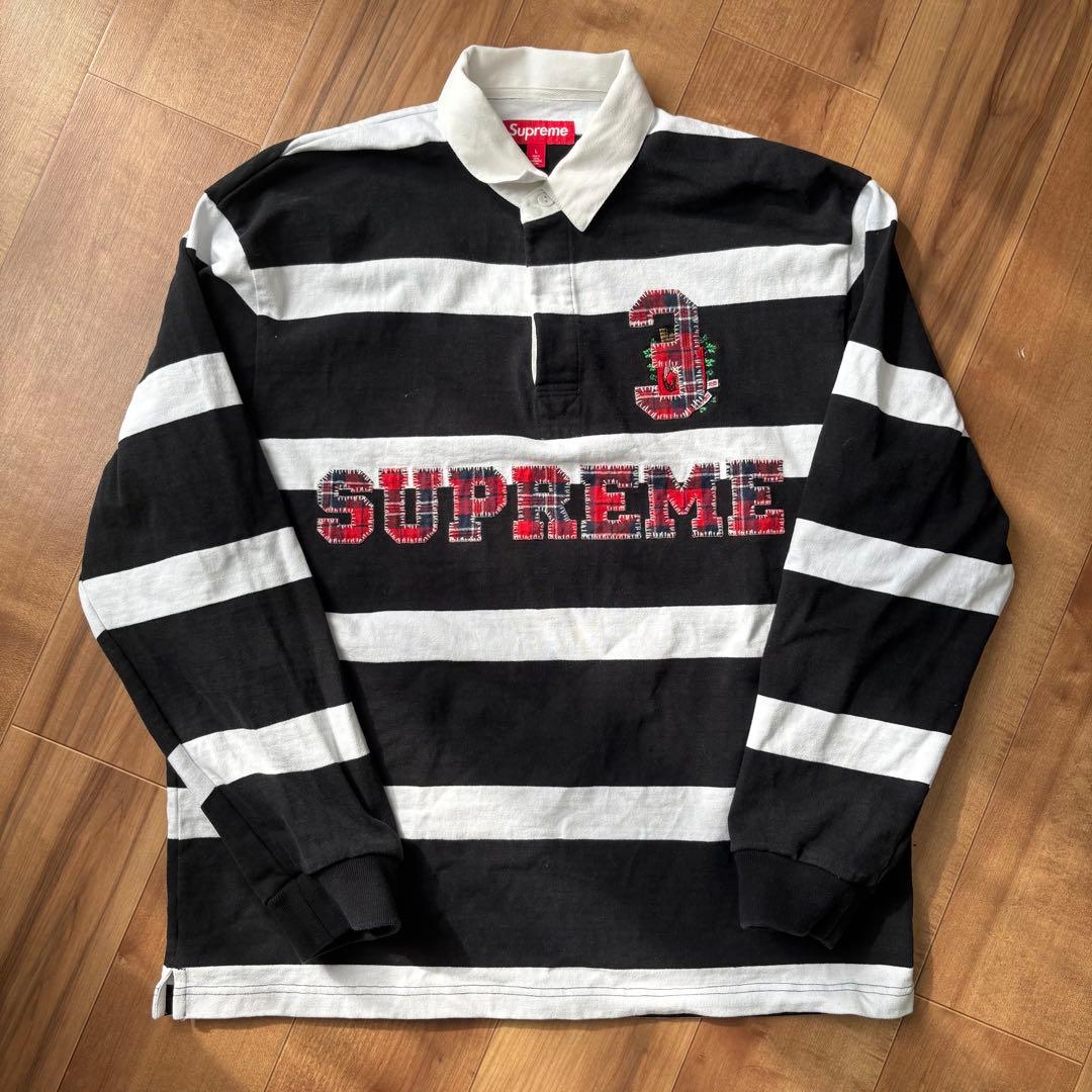 【極美品】Supreme Stripe Rugby Black Lサイズ