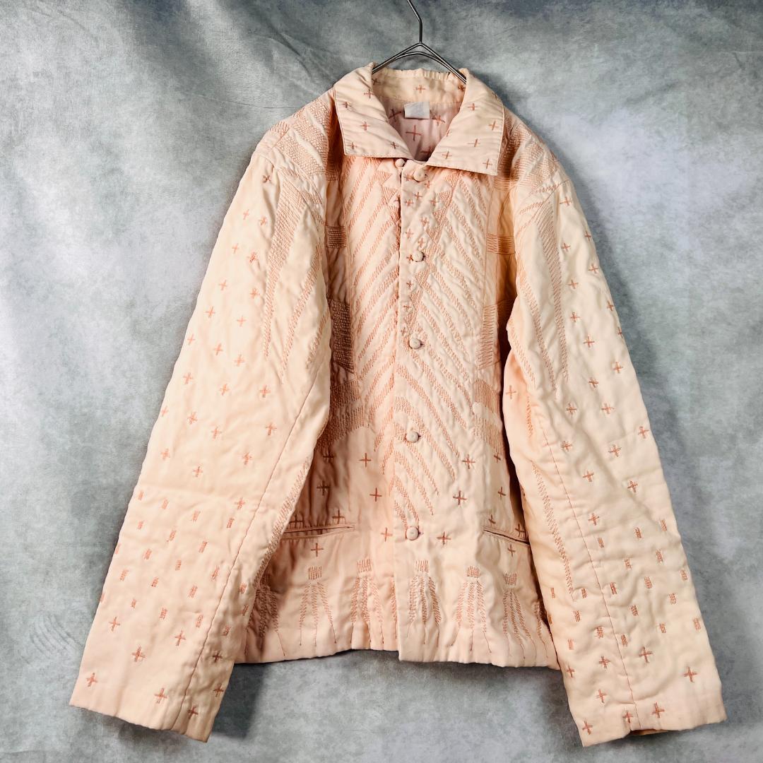 【希少・イッセイミヤケ】ジャケット チャイナボタン 異素材 刺繍 アート L