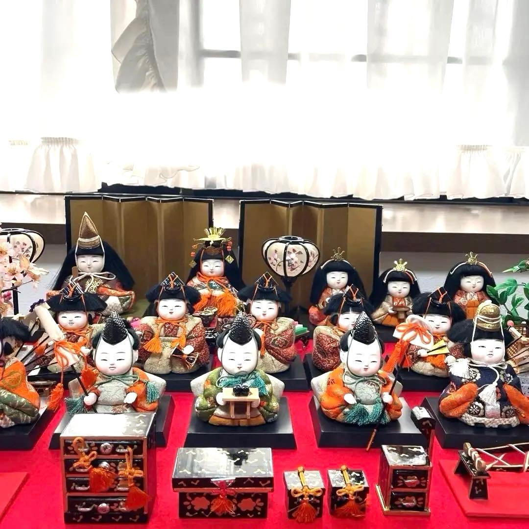 雛人形 お雛様 15人揃　木目込み人形 レトロ　お人形のみ