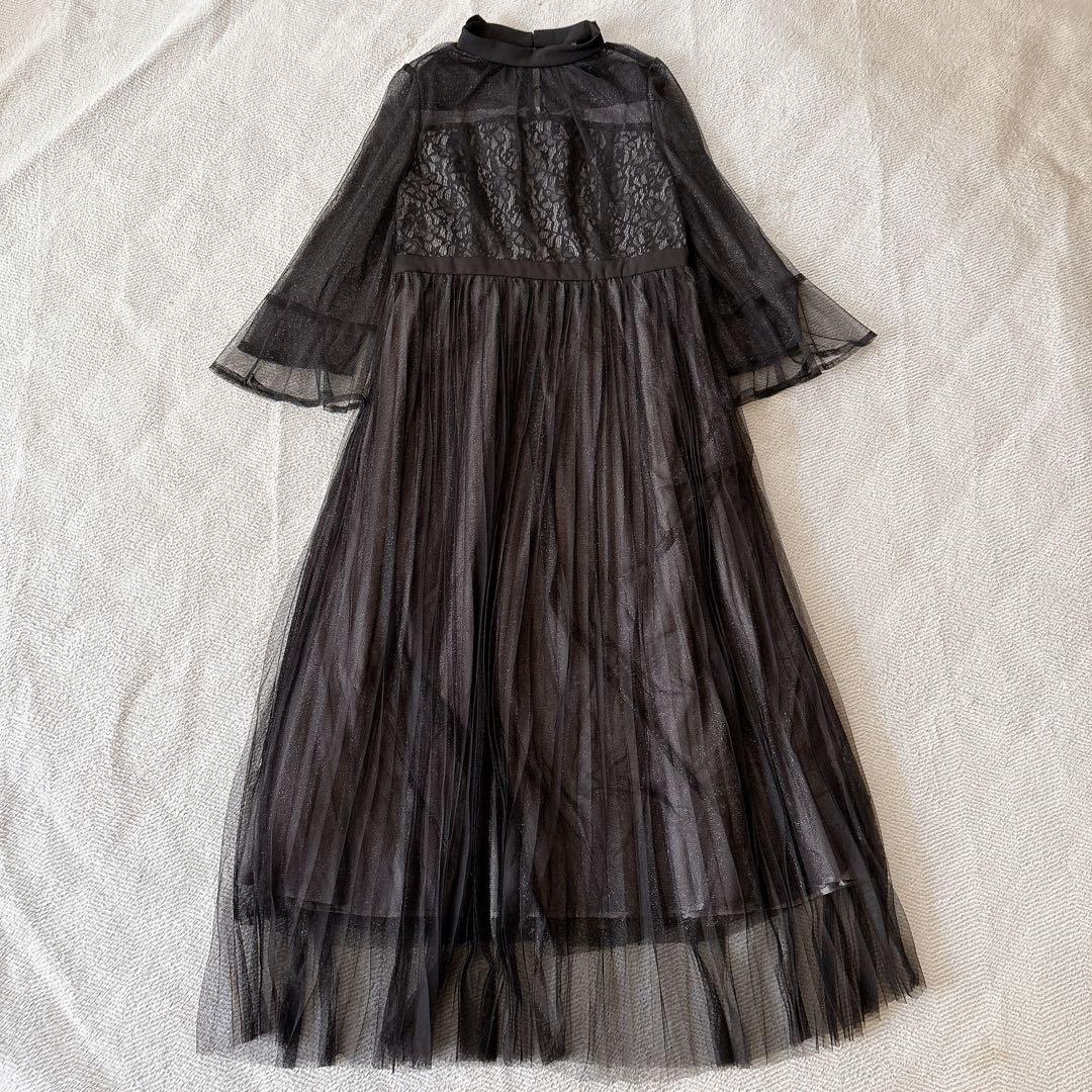 新品タグ付き✨ ルイルエブティック 黒 レースチュール ドレス L 結婚式