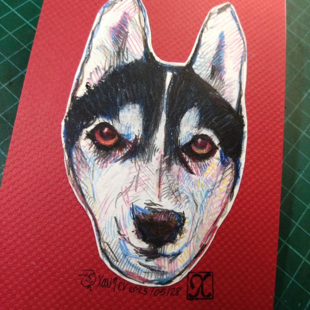 【ザビちゃん】【原画肉筆】ワンちゃん・ハスキー