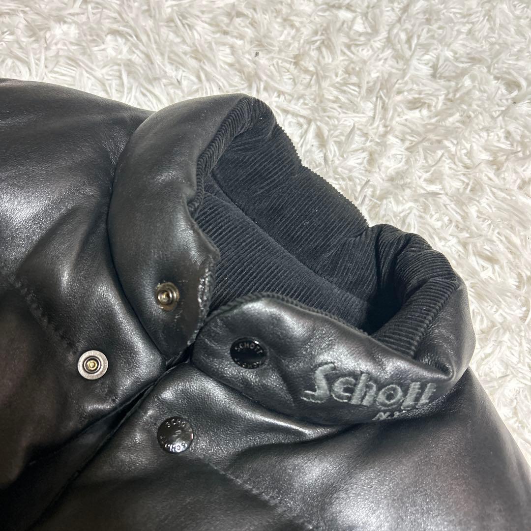 schott ショット リバーシブル 本革 レザー ダウンベスト ブラック 黒