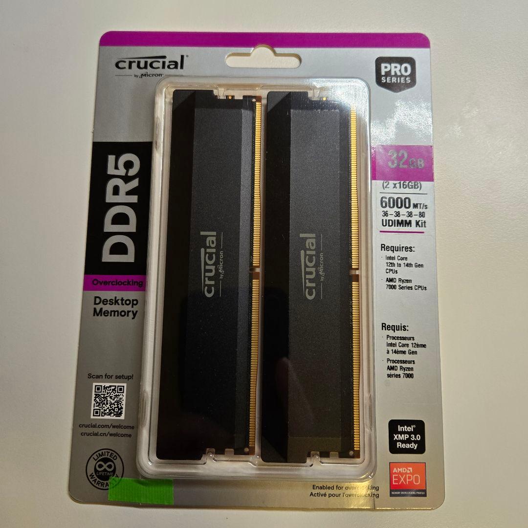 メモリー Crucial Pro DDR5-6000 32GB C36 OC