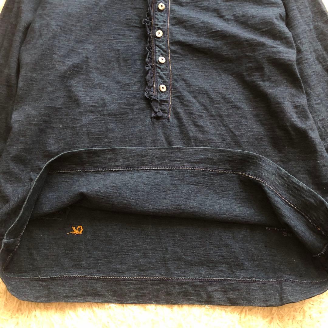 45R♪インディゴフリルカットソーブラウス　45R刺繍