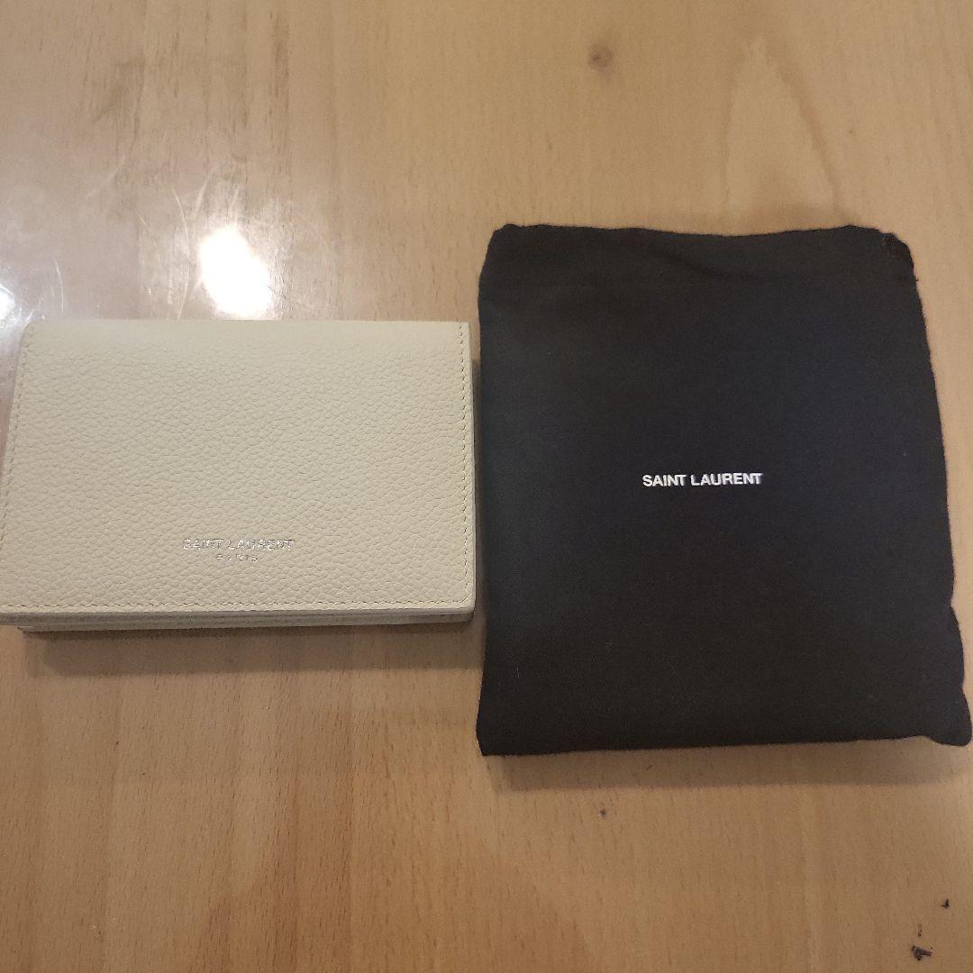 (ほぼ未使用)SAINT LAURENT ホワイト名刺入れ 保存袋付き