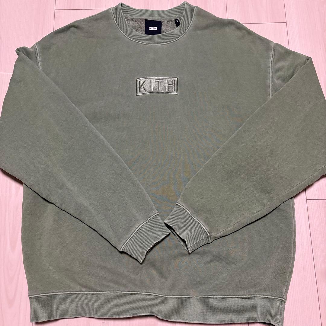 KITH ボックスロゴクルーネック Lサイズ　ライトグリーン