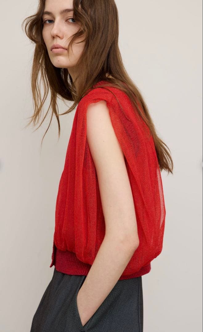 トップス Ameri LIGHT SHEER LAYERED KNIT VEST