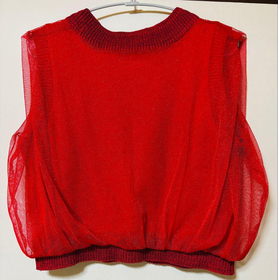 トップス Ameri LIGHT SHEER LAYERED KNIT VEST