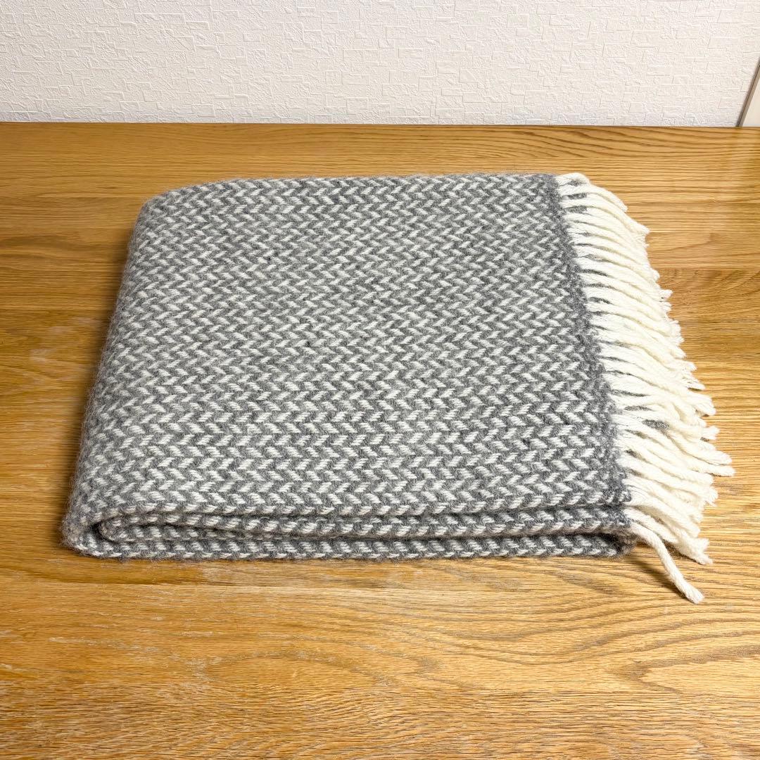 【美品】KLIPPAN クリッパン ウール ブランケット ポルカ グレー