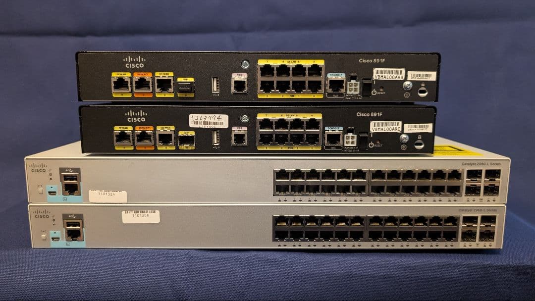 【CCNA、CCNP】CISCO C891F、C2960　静音タイプ　4台セット