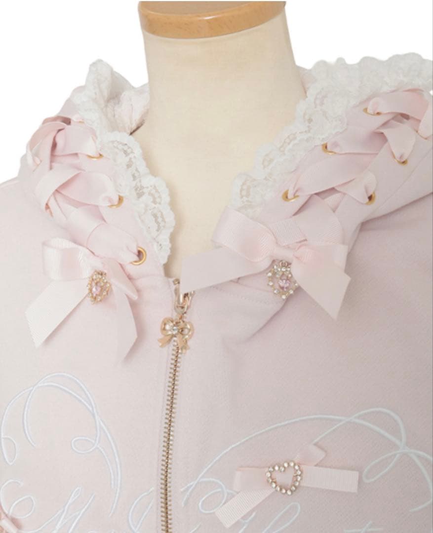 リズリサ　LIZ LISA リボンフリルパーカーピンク