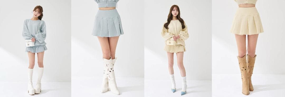 ダーリッチ darich カラーラメスウェットプリーツミニスカート グレー FL