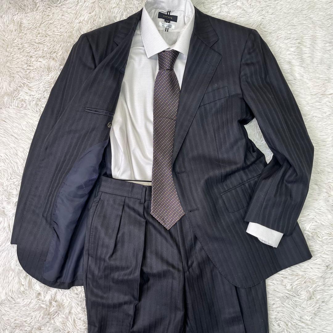 高級美品✨バーバリー　セットアップスーツ　ブラック　ストライプ　2B