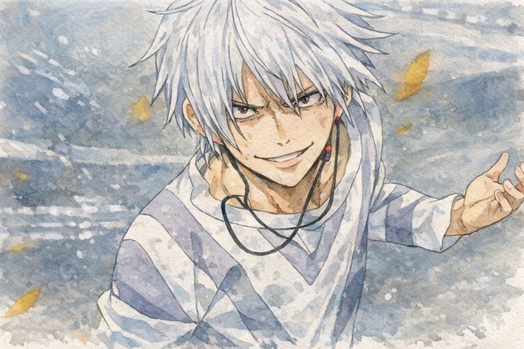 水彩画風 白髪の少年 ポストカード