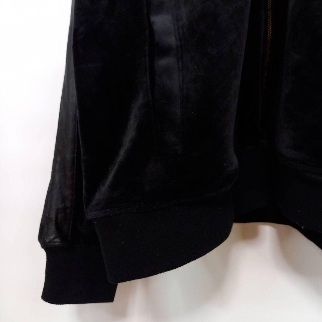 カルバンクライン　CK　ジップ　パーカー　長袖　レザー　ベロア　ロゴ　黒　XL