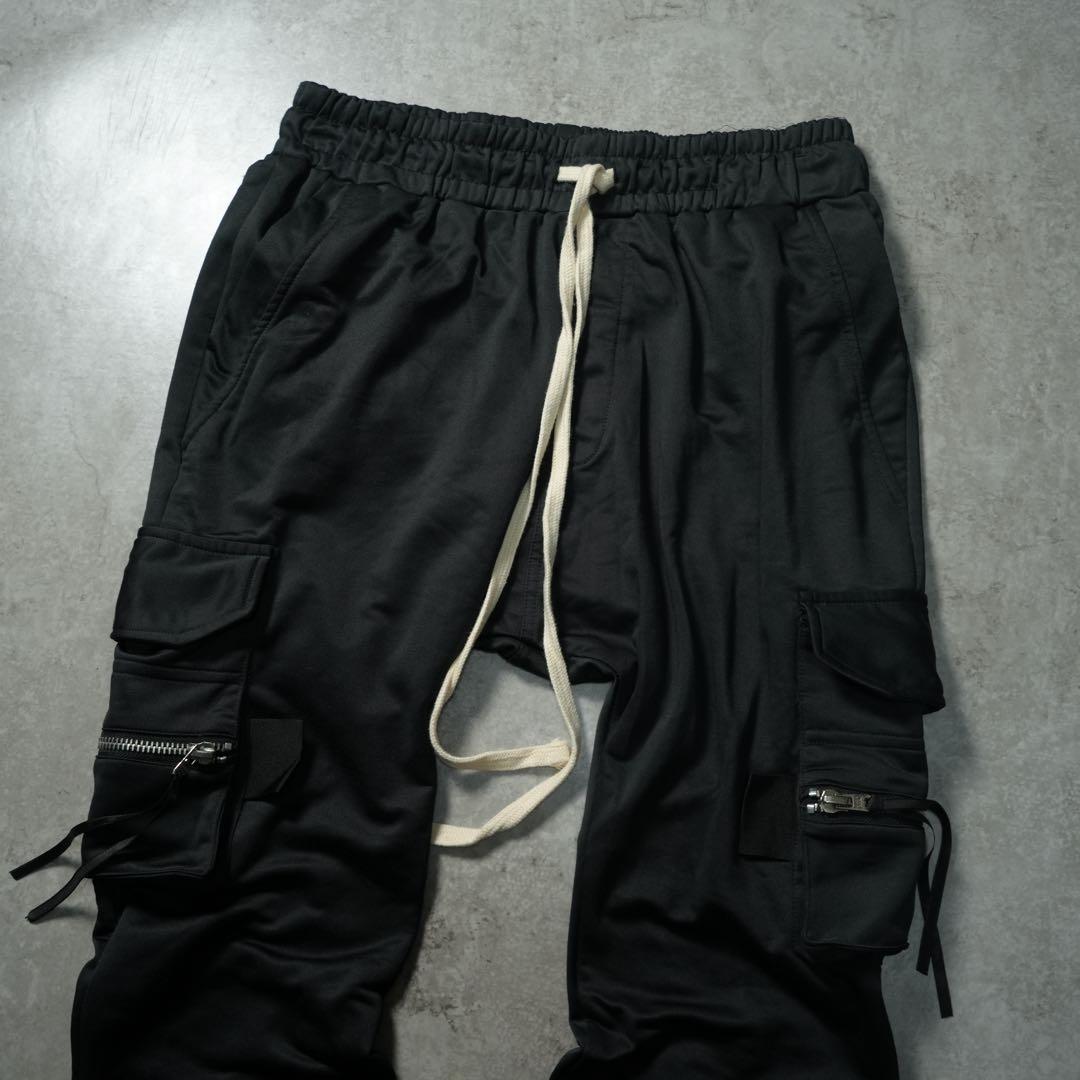 mnml カーゴパンツ ジャージ生地 ドリップ UKドリル ブラック ジョガー